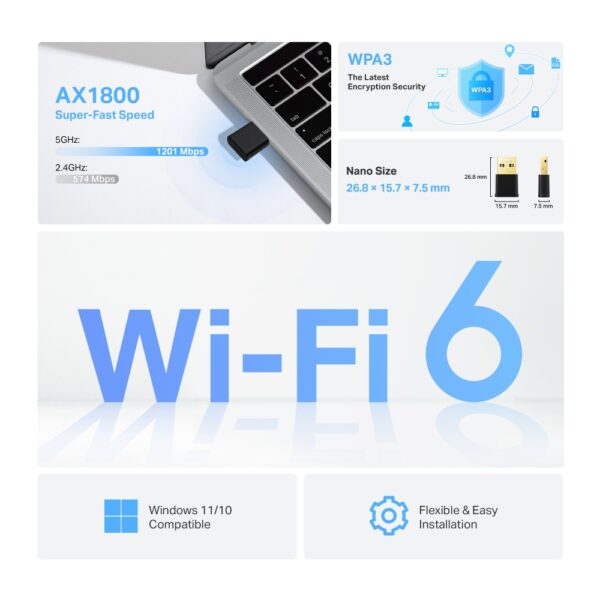 TP-LINK Wireless USB Adapter Archer TX20U Nano Wi-Fi 6 AX1800
