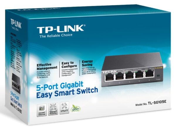 TP-LINK Switch TL-SG105E, 5 port Easy Smart, 10/100/1000 Mbps, Steel Case