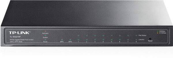 TP-LINK Switch TL-SG2210P, 8-Port Gigabit Smart PoE Switch with 2 SFP Slots