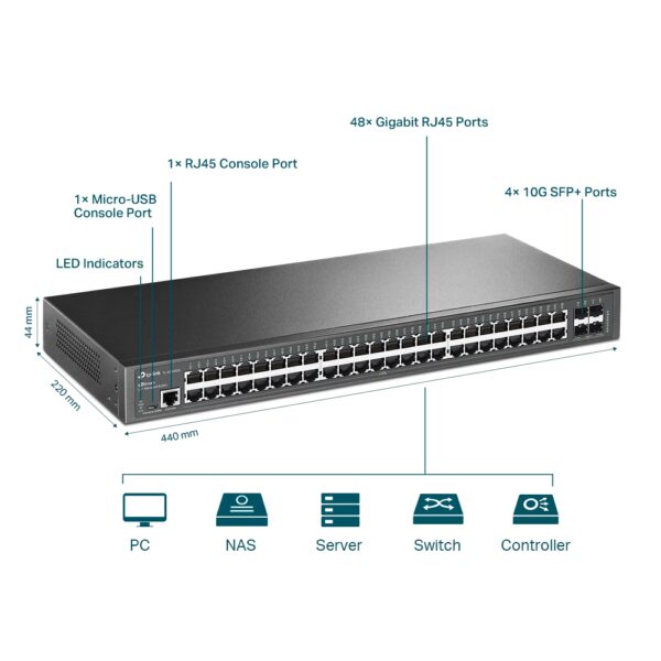 TP-LINK Switch TL-SG3452X, 48 port Gbit
