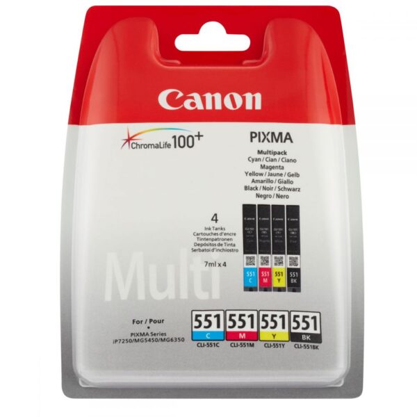Ink Canon CLI-551 4x7ml ink Multi Pack (Black Cyan Magenta Yellow)