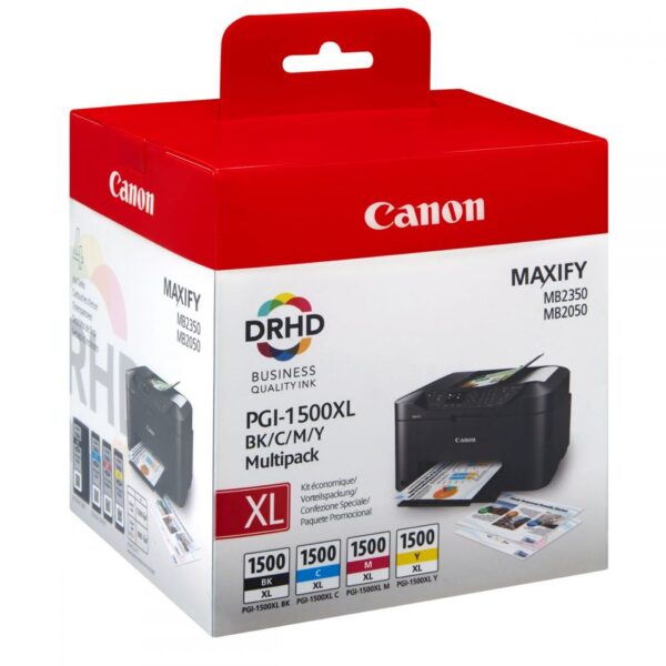 Ink Canon PGI1500XL 1x34.7ml Blk ink and 3x12ml c,m,y Multi Pack (Black Cyan Magenta Yellow)