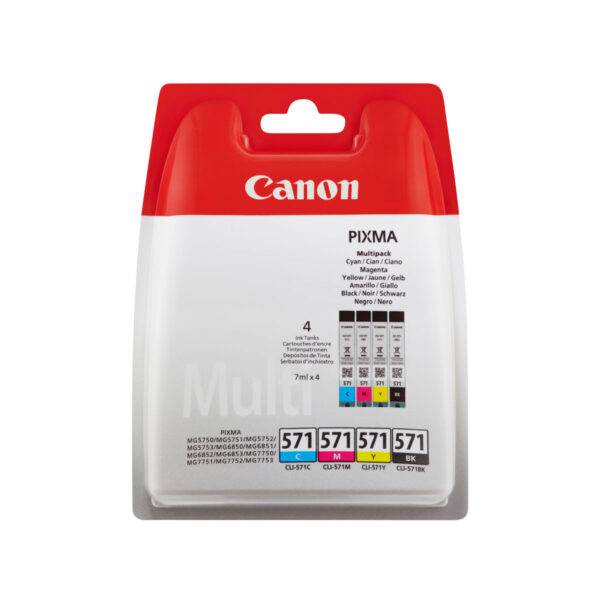 Canon CLI-571 Πακέτο 4 Μελανιών Εκτυπωτή InkJet (0386C005)