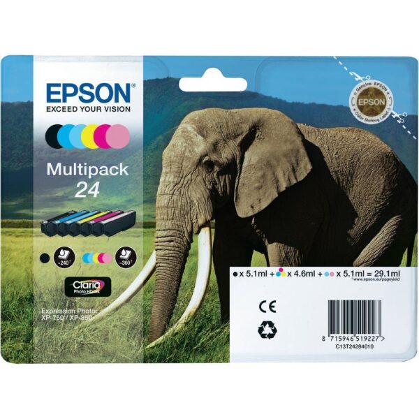 Ink Epson T242840 Multipack 6 Colours Claria Photo HD Ink Elephant