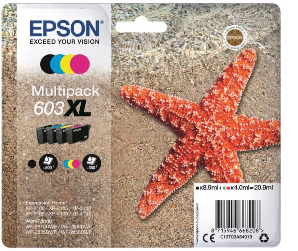 Ink Epson T03A640 C13T03A640 Multi Pack XL Black 8.9ml CMY 4.0mlx3