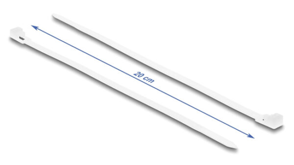 DELOCK reusable δεματικά καλωδίων 18642, 200x4.8mm, λευκά, 100τμχ