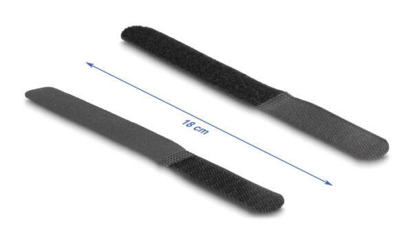 DELOCK δεματικά καλωδίων 19110, τύπου velcro, 20x180mm, μαύρα, 10τμχ