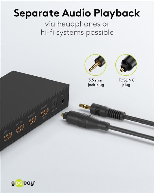 GOOBAY HDMI matrix switch 58478, τηλεχειριστήριο, 4 σε 2, 4K/30Hz, μαύρο