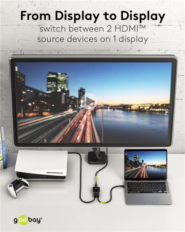 GOOBAY HDMI switch 58486, 2-in σε 1-out, 4K/60Hz, μαύρο