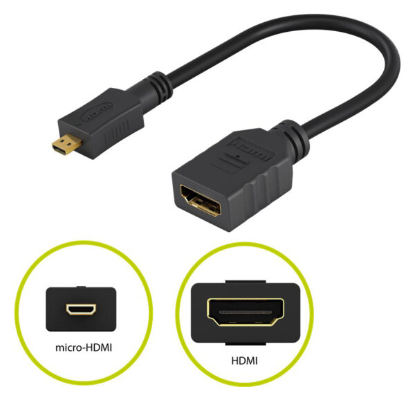 GOOBAY καλώδιο micro HDMI σε HDMI 58683, 4K/60Hz, 0.15m, μαύρο