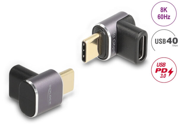DELOCK αντάπτορας USB-C 60059, αρσενικό σε θηλυκό, 100W, 40Gbps, γκρι