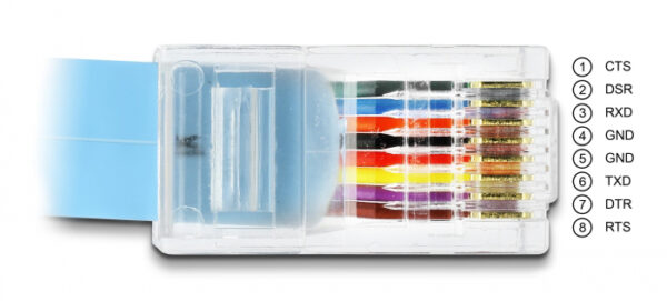 DELOCK καλώδιο serial RS-232 DB9 σε RJ45 63353, 1m, μπλε