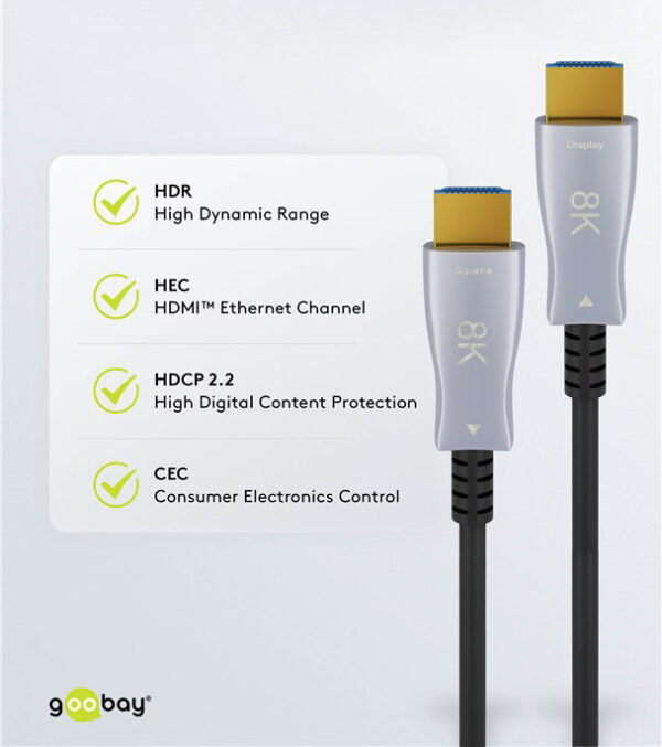 GOOBAY καλώδιο HDMI 2.1 65560 με Ethernet, 8K/60Hz, 48 Gbps, 30m, μαύρο