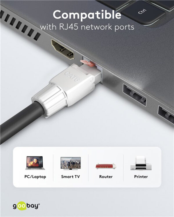 GOOBAY βύσμα RJ45 65942, CAT 6 UTP, tool-free, λευκό