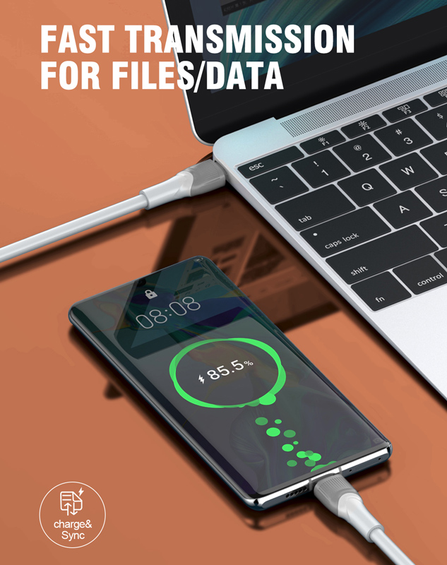 LDNIO καλώδιο USB-C σε USB-C LC602C, 100W PD, 2m, γκρι