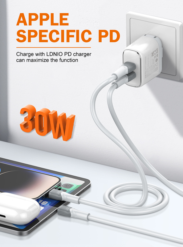 LDNIO καλώδιο Lightning σε USB-C LC602I, 30W PD, 2m, γκρι