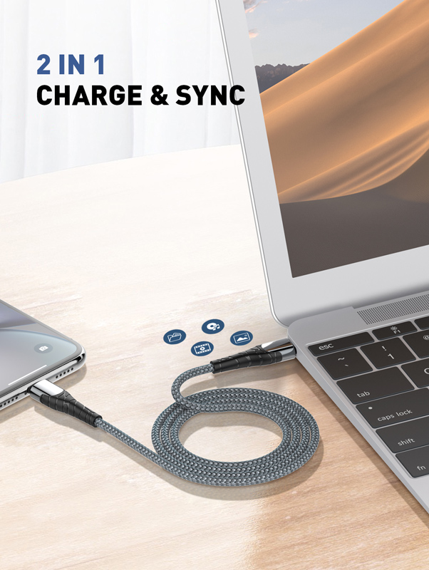 LDNIO καλώδιο Lightning σε USB-C LC112, 30W PD, 2m, γκρι