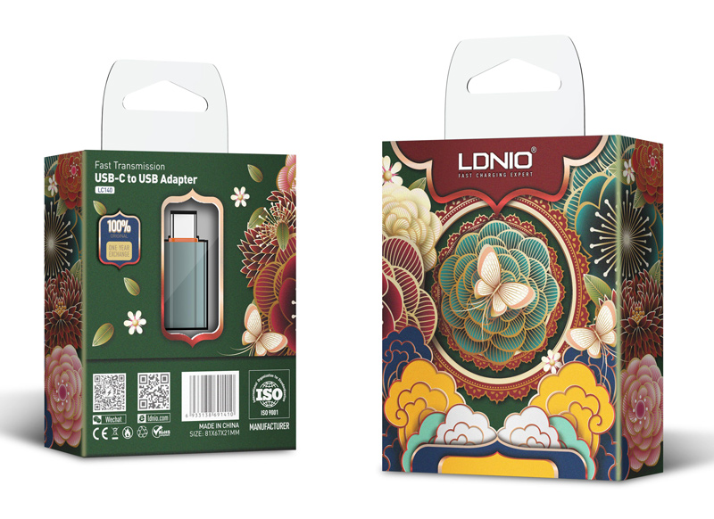 LDNIO αντάπτορας USB-C σε USB LC140, αρσενικό σε θηλυκό, γκρι