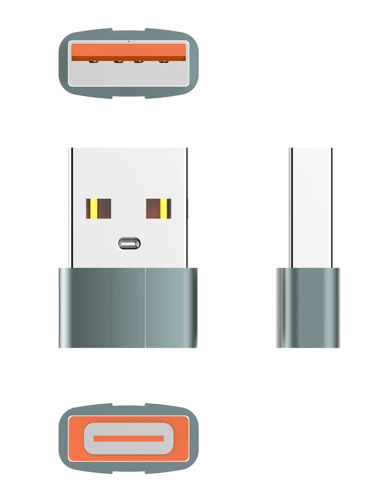 LDNIO αντάπτορας USB σε USB-C LC150, αρσενικό σε θηλυκό, γκρι