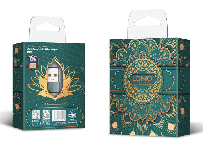LDNIO αντάπτορας USB σε USB-C LC150, αρσενικό σε θηλυκό, γκρι