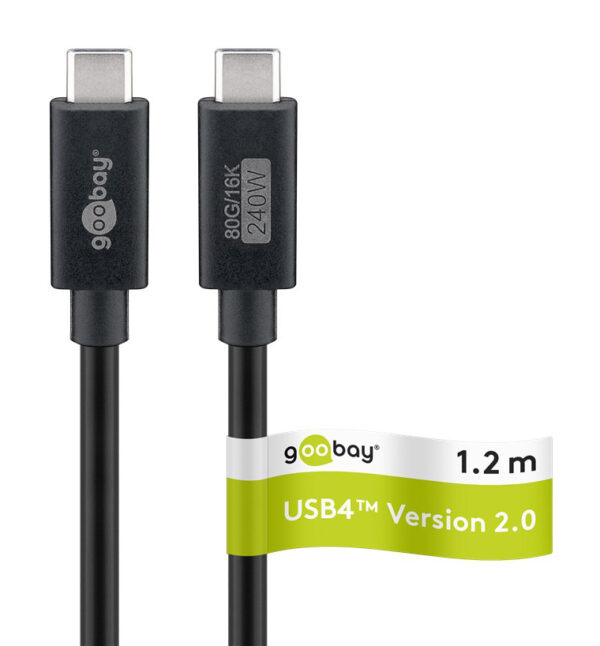 GOOBAY καλώδιο USB-C 74376, USB4, 240W, 80Gbps, 16K/60Hz, 1.2m, μαύρο