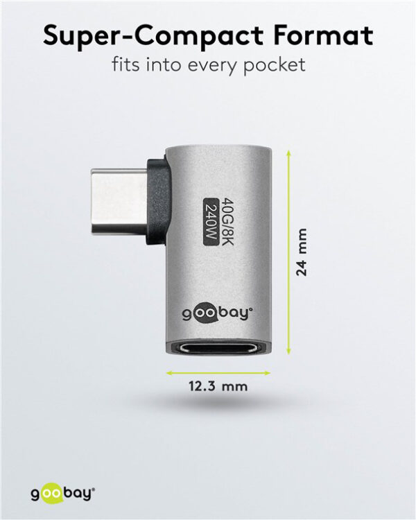 GOOBAY αντάπτορας USB-C 74441, γωνιακός 90°, USB4, 240W, 40Gbps, 8K, γκρι