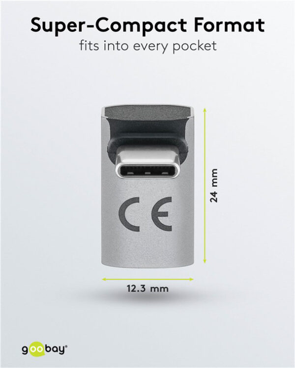 GOOBAY αντάπτορας USB-C 74442, γωνιακός 90°, USB4, 240W, 40Gbps, 8K, γκρι