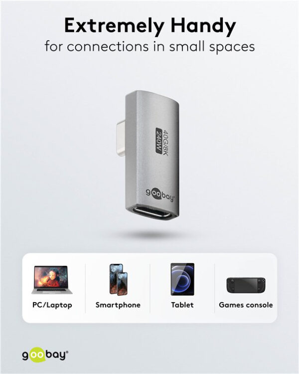 GOOBAY αντάπτορας USB-C 74443, γωνιακός 90°, USB4, 240W, 40Gbps, 8K, γκρι
