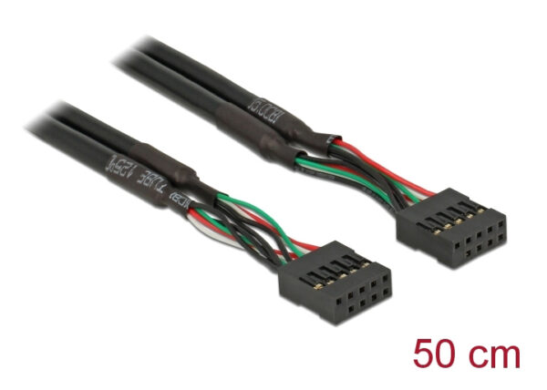 DELOCK καλώδιο USB 2.0 10-pin 2.54mm 82437, 480 Mbps, 50cm