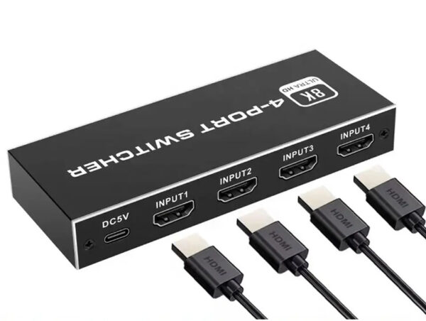 HDMI switch CAB-H149 με τηλεχειριστήριο, 4 σε 1, 8K/60Hz, μαύρο