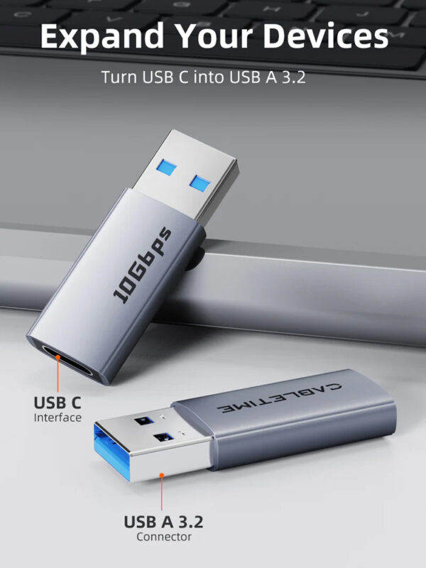 CABLETIME αντάπτορας USB-C σε USB CT-AMCF10-AG, 10Gbps, 15W, γκρι