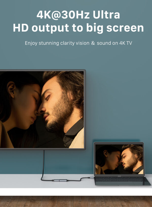 CABLETIME αντάπτορας USB-C σε HDMI CT-CMHF4K30-AG, 4K/30Hz, γκρι