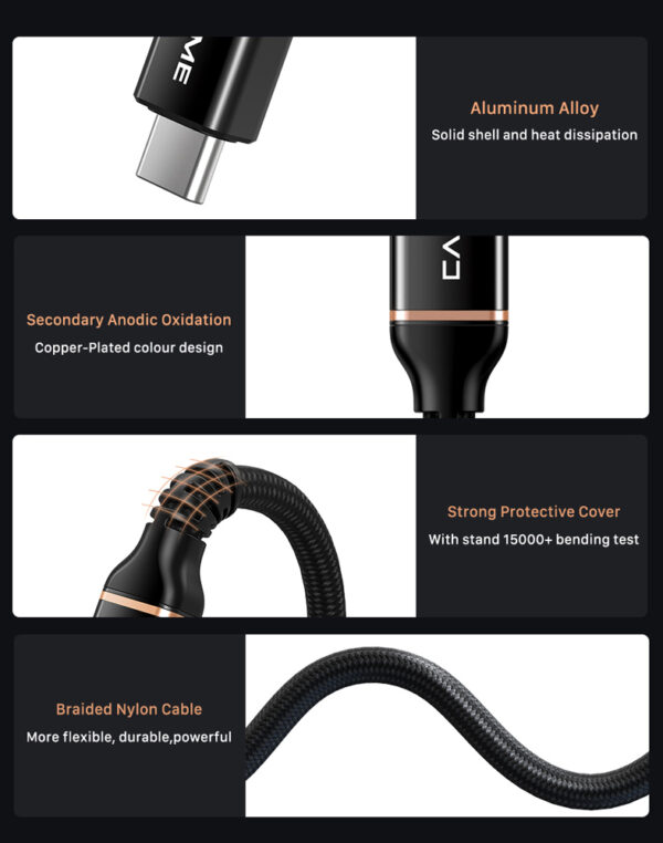 CABLETIME καλώδιο USB-C σε USB-C CT-USB4, 240W, 40Gbps, 8K/60Hz, USB4, 1m, μαύρο