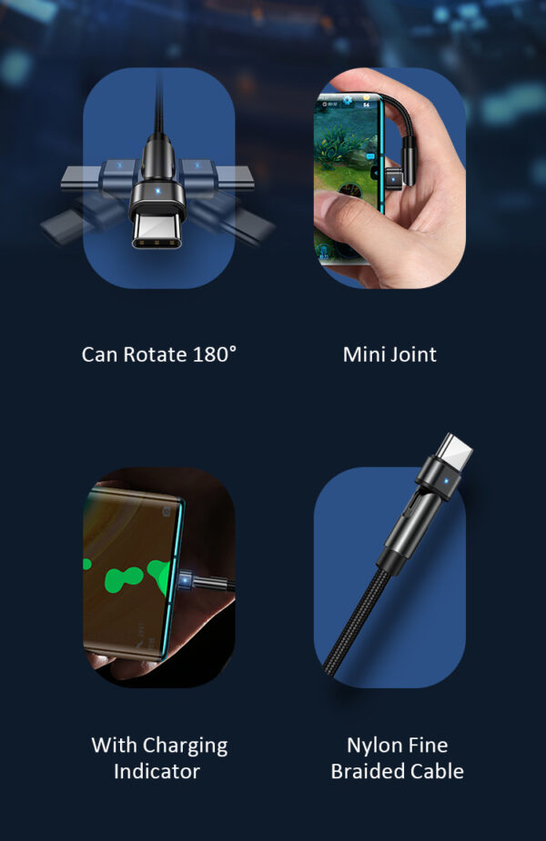 USAMS καλώδιο USB-C σε USB SJ477, περιστρεφόμενο βύσμα, 10W, 1m, πράσινο