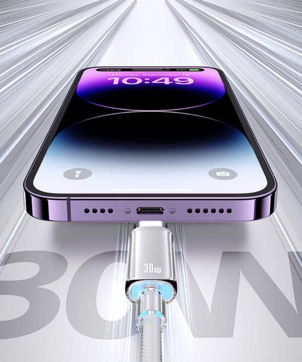 USAMS καλώδιο Lightning σε USB-C US-SJ659, 30W, 480Mbps, 1.2m, μαύρο