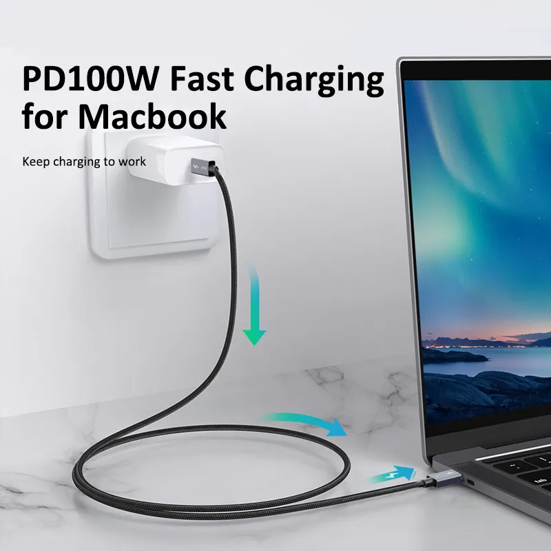 CABLETIME καλώδιο USB-C σε USB-C CT-C160-U31-TB3, 100W, 40Gbps, 4K/60Hz, 0.5m, μαύρο
