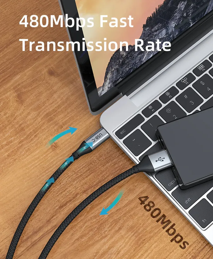 CABLETIME καλώδιο USB-C σε USB CT-C160-PU32-CMAMN1, 3A, 480Mbps, 0.25m, μαύρο