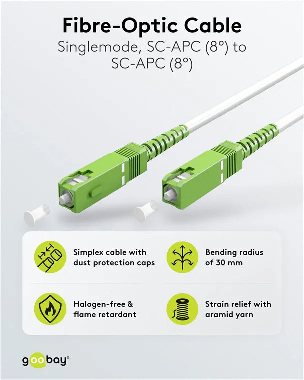 GOOBAY καλώδιο οπτικής ίνας SC-APC 59599, Singlemode OS2, 15m, λευκό