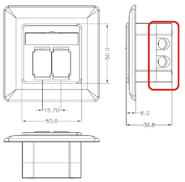 GOOBAY επιτοίχια πρίζα CAT 6 68244, 2x RJ45, 80x80mm, λευκή