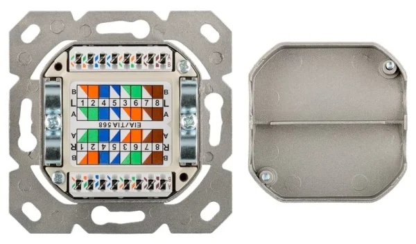 GOOBAY επιτοίχια πρίζα CAT 6 68244, 2x RJ45, 80x80mm, λευκή