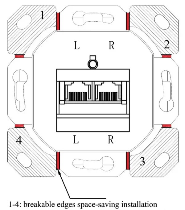 GOOBAY επιτοίχια πρίζα CAT 6 68244, 2x RJ45, 80x80mm, λευκή