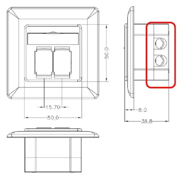 GOOBAY επιτοίχια πρίζα CAT 6a 68572, 2x RJ45, 80x80mm, λευκή