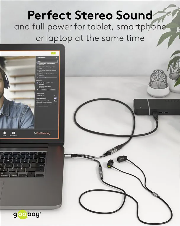 GOOBAY αντάπτορας USB-C σε 3.5mm & USB-C 74524, 60W, 480Mbps, γκρι