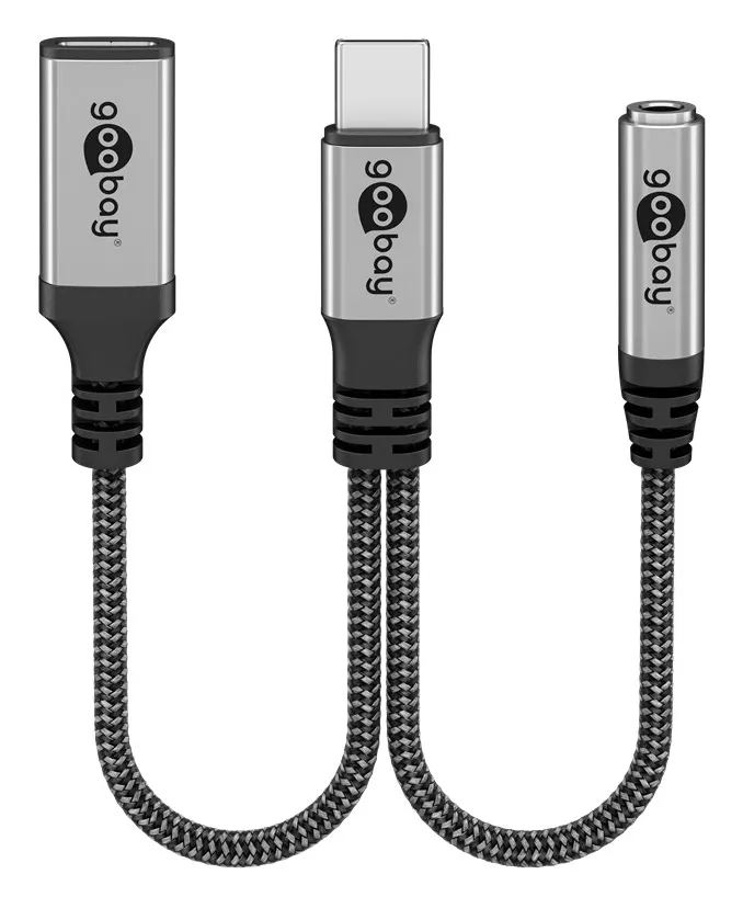 GOOBAY αντάπτορας USB-C σε 3.5mm & USB-C 74524, 60W, 480Mbps, γκρι