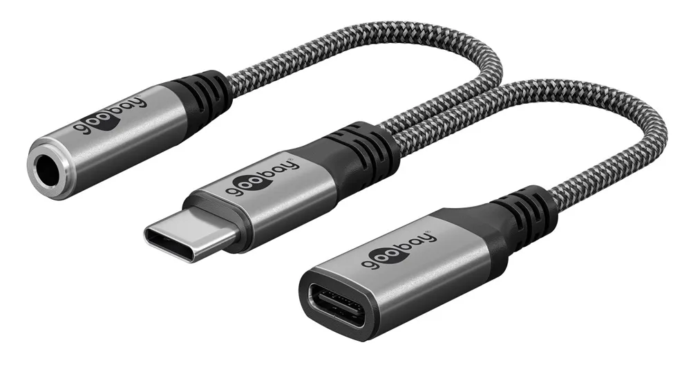 GOOBAY αντάπτορας USB-C σε 3.5mm & USB-C 74524, 60W, 480Mbps, γκρι