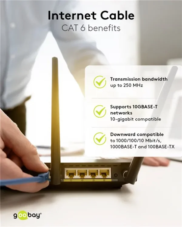 GOOBAY καλώδιο δικτύου 92452, CAT 6 S/FTP, copper, 250MHz, 0.15m, μπλε