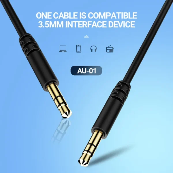 CELEBRAT καλώδιο ήχου 3.5mm AU-01, AUX, 1m, μαύρο
