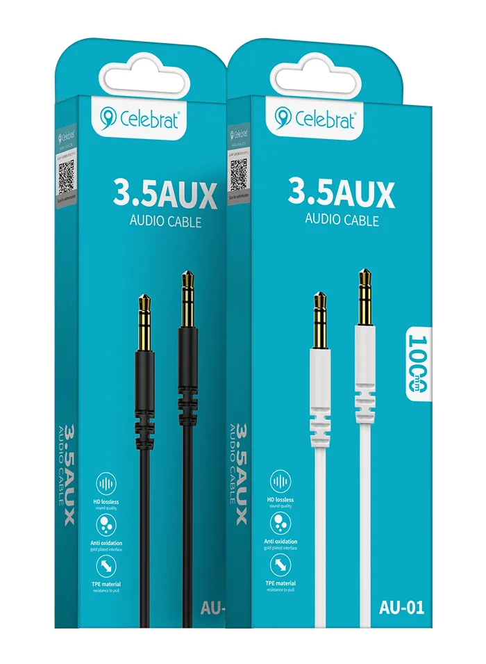 CELEBRAT καλώδιο ήχου 3.5mm AU-01, AUX, 1m, μαύρο
