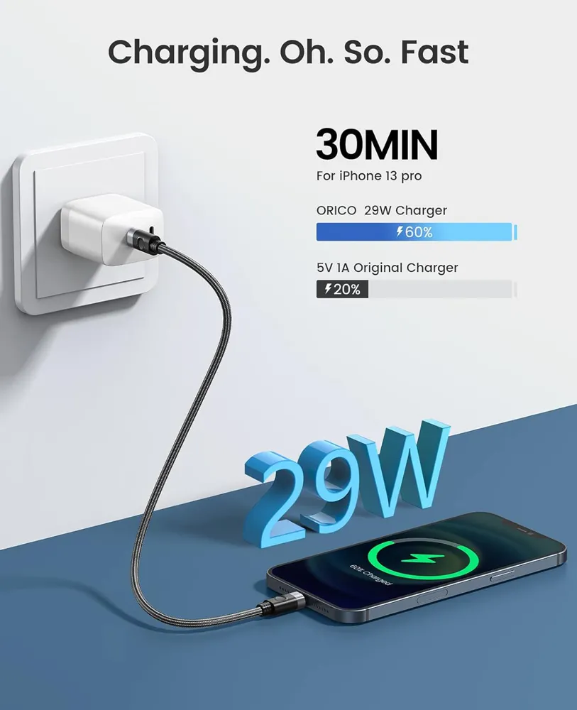 ORICO καλώδιο Lightning σε USB-C C2L, 29W, 480Mbps, 1m, μαύρο