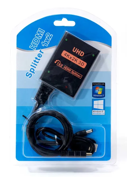 POWERTECH HDMI splitter CAB-H173, 1-in σε 2-out, 4K/30Hz, HDR/HDCP, μαύρο